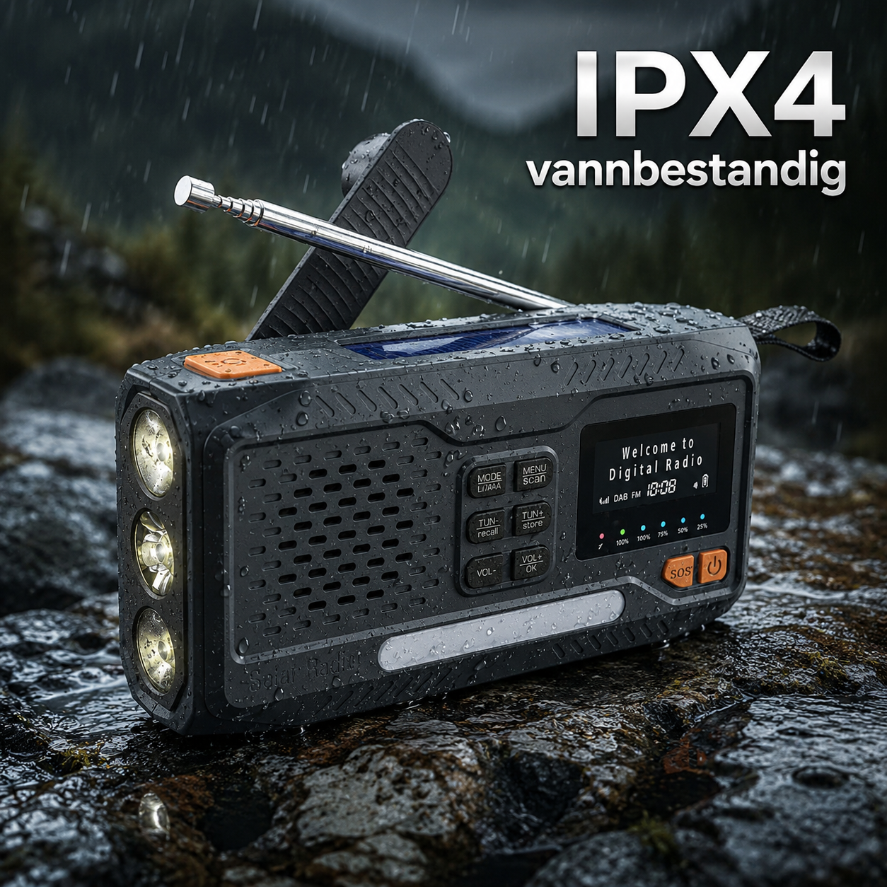 Bærbar nødradio DAB+/FM 4500mAh