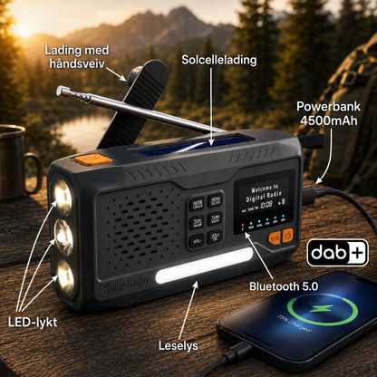 Bærbar nødradio DAB+/FM 4500mAh